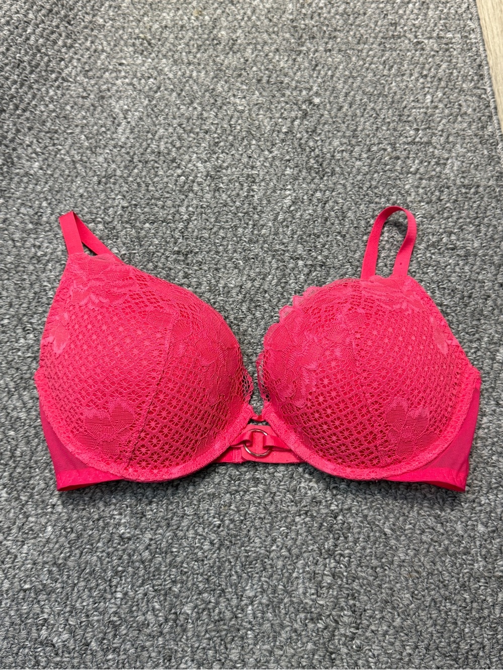Parisian Works Floral Lace Push-Up Bra in Bright Pink